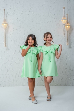 Vestido infantil verde água - comprar online