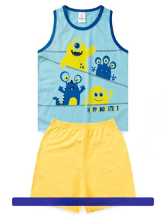 Pijama infantil brilha no escuro monstrinhos na internet