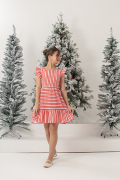 Vestido listras vermelho listrado Natal na internet