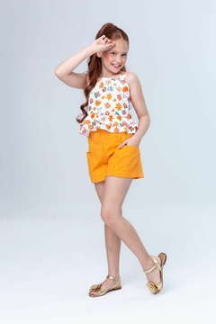 Conjunto infantil em linho Floral