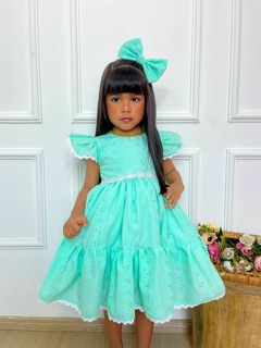 Vestido infantil Laise verde - comprar online