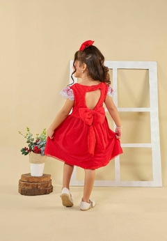 Vestido luxo + laço de cabelo natal vermelho - loja online