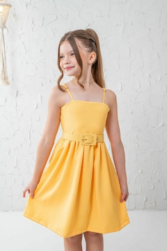 Vestido amarelo luxo + cinto - comprar online
