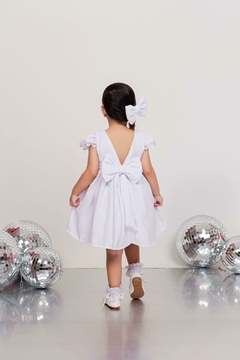 Vestido branco infantil + laço de cabelo Ano novo batizado pipo - comprar online