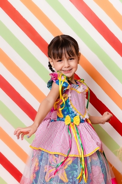 Vestido luxo festa junina Flores grande - loja online