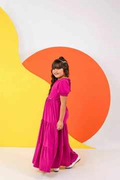 Vestido infantil juvenil longo rosa majenta - comprar online