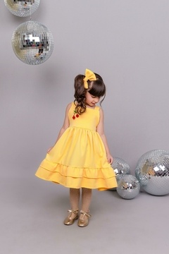 Vestido luxo infantil verão amarelo Cerejinha na internet