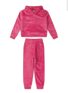 Conjunto plush veludo infantil menina rosa pink