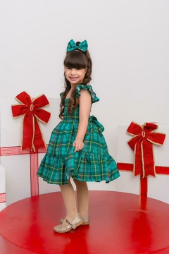 Vestido + Laço Xadrez verde natal - Flor e Liz Boutique