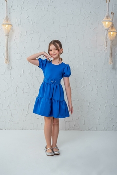 Vestido infantil + cinto azul royal - comprar online