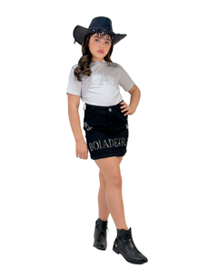 Conjunto infantil juvenil Boiadeira Ana Castela blusa + saia jeans - comprar online