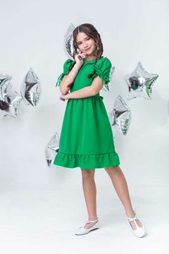 Imagem do Vestido infantil com gola bordado verde natal