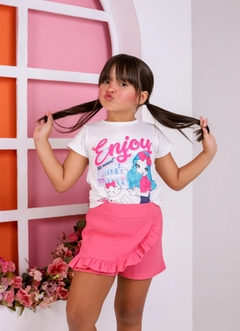 Conjunto infantil menina verão shorts saia + blusa