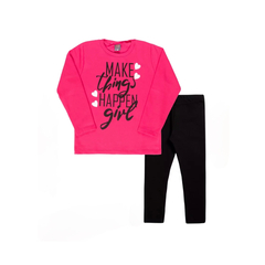 Conjunto Infantil Feminino Make Things Moletom - Legging Cotton