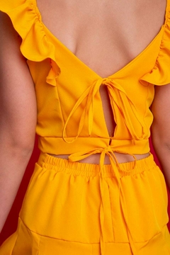 Conjunto infantil shorts saia amarelo na internet
