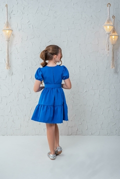 Vestido infantil + cinto azul royal - loja online