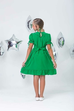 Imagem do Vestido infantil com gola bordado verde natal