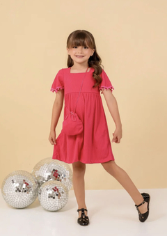Vestido rosa pink + bolsa - comprar online