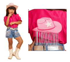 Conjunto Boiadeira Ana Castela blusa+ shorts + cinto