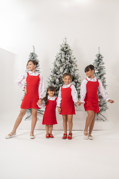 Imagem do Jardineira + blusa vermelha corações Natal