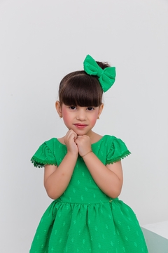 Vestido + laço de cabelo verde Natal na internet