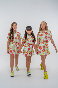 Conjunto infantil menina verão floral