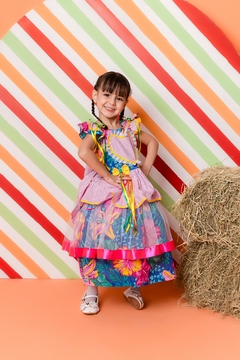 Imagem do Vestido luxo festa junina Flores grande