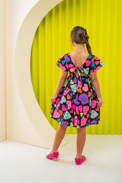 Vestido infantil colorido verão corações - loja online