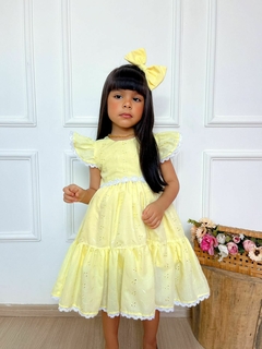 Vestido luxo tecido Laise amarelo - Flor e Liz Boutique