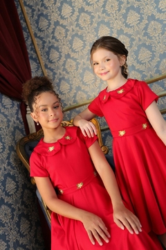 Imagem do Vestido infantil luxo modelo boneca vermelho natal