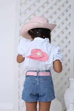 Conjunto infantil Boiadeira Ana Castela blusa + shorts + cinto na internet