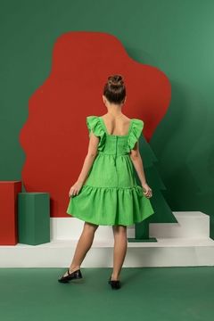 Vestido infantil em linho verde - comprar online