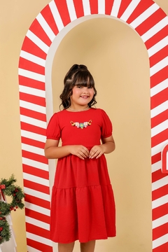 Vestido infantil juvenil vermelho Natal - loja online
