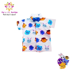 Camisa de botões bolofofos + gravata borboleta 