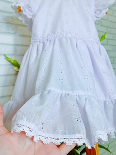 Vestido luxo tecido Laise branco ano novo batizado - comprar online