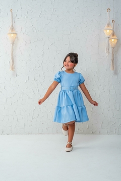 Imagem do Vestido luxo + cinto azul bebê