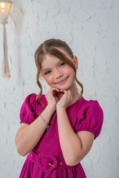 Vestido infantil + cinto rosa majenta - Flor e Liz Boutique