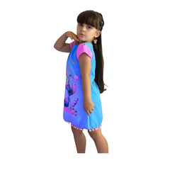 Imagem do Vestido infantil Lilo e Stitch neon brilha na luz negra