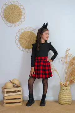 Conjunto Xadrez infantil inverno saia + blusa na internet