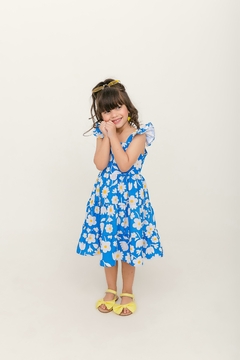 Vestido infantil Floral azul - Flor e Liz Boutique