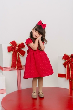Vestido + laço de cabelo vermelho natal - Flor e Liz Boutique