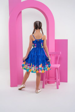 Vestido infantil juvenil menina azul flores - Flor e Liz Boutique