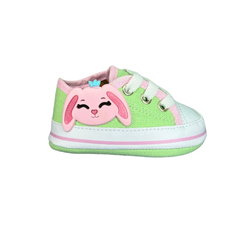 Tênis Starzinho de bebê Coelho Verde e rosa