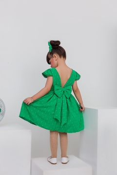 Vestido + laço de cabelo verde Natal - Flor e Liz Boutique