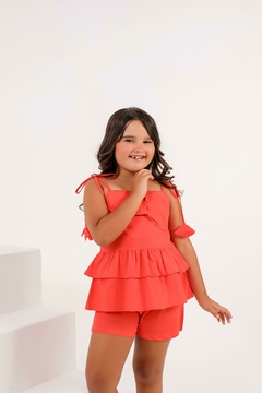 Conjunto infantil Coral laço na internet