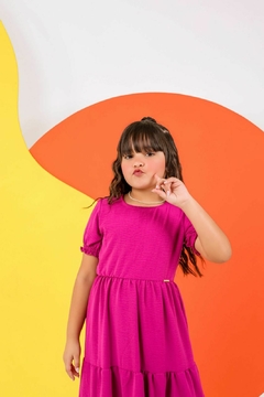Vestido infantil juvenil longo rosa majenta na internet