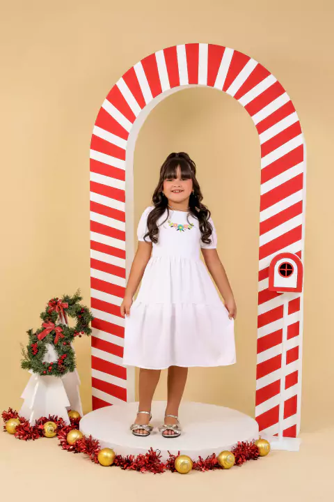 Vestido infantil juvenil branco Ano novo