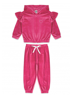 Conjunto plush veludo bebê menina rosa pink