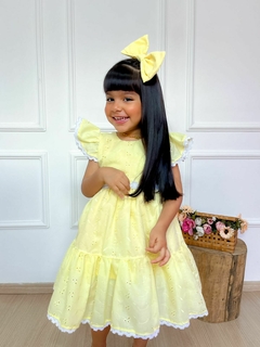 Vestido luxo tecido Laise amarelo - loja online