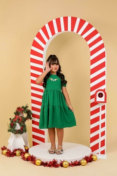 Vestido infantil Juvenil Verse musgo Natal - loja online
